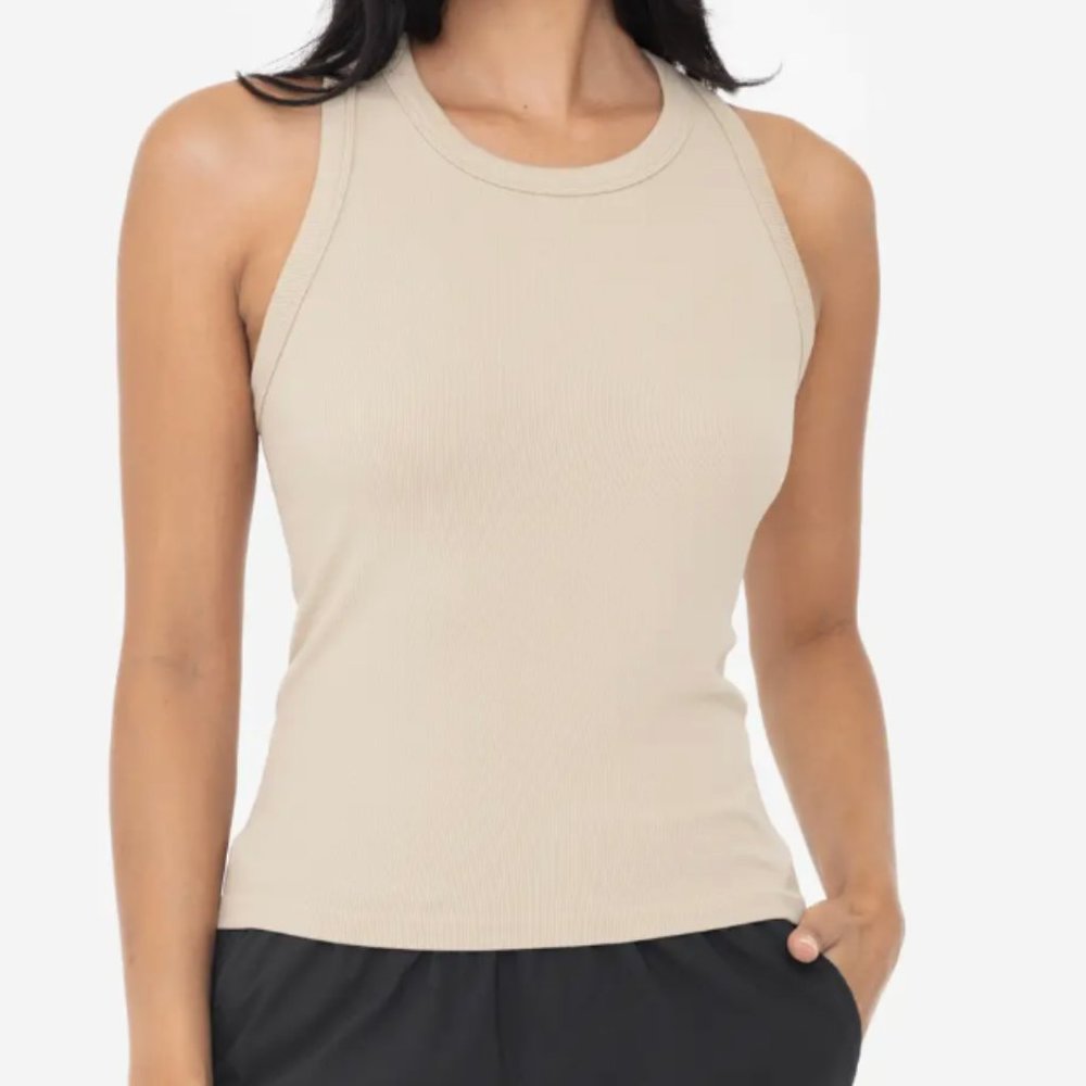 Mono B Seamless Ribbed Tank Khaki - Picture 4 of 4